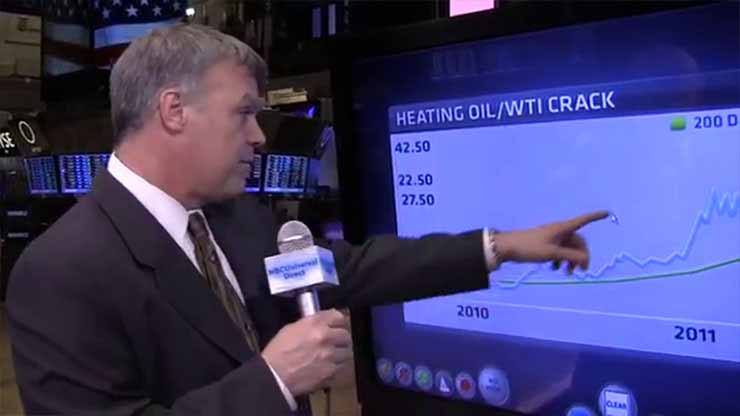 CNBC Street Signs Stock Market Show with POINT-HD presenter pointing to touchscreen