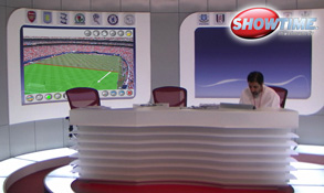 SHOWTIME Arabia start their season with POINT-HD Telestrators showing TV studio set and presenter at desk